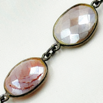 Load image into Gallery viewer, Coated Chocolate Moonstone Organic Shape Bezel Oxidized Wire Chain.