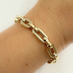 Load image into Gallery viewer, 14K Yellow Hollow Gold Flat Paperclip Bracelet