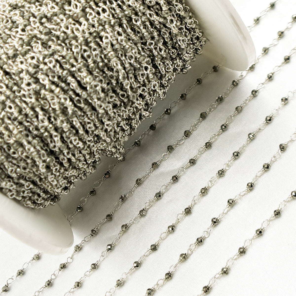 Pyrite 925 Sterling Silver Wire Chain