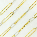 Load image into Gallery viewer, Silver Paperclip Diamond Cut Long Gold Plated Link & Short Silver Link Chain