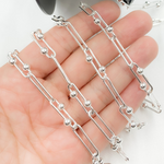 Load image into Gallery viewer, 925 Sterling Silver Smooth & Balls Paperclip Link Chain.