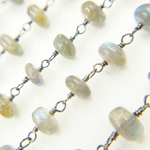 Load image into Gallery viewer, Labradorite Oxidized 925 Sterling Silver Wire Chain.