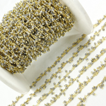 Load image into Gallery viewer, Coated Grey Moonstone Cluster Dangle Gold Plated Wire Chain.