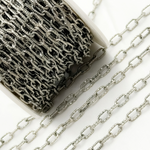 Load image into Gallery viewer, Oxidized Sterling Silver Round Hammered Paperclip Chain