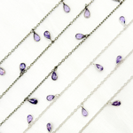 Load image into Gallery viewer, Purple Color Cubic Zirconia Pear Shape Dangle Chain