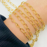 Load image into Gallery viewer, V62GP. Gold Plated 925 Sterling Silver Elongated Curb Chain