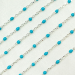 Load image into Gallery viewer, Sterling Silver Turquoise Color Enamel Chain
