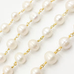 Load image into Gallery viewer, Gold Plated Wire Freshwater Pearl Chain