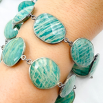 Load image into Gallery viewer, Amazonite Oval Shape Oxidized Wire Chain.