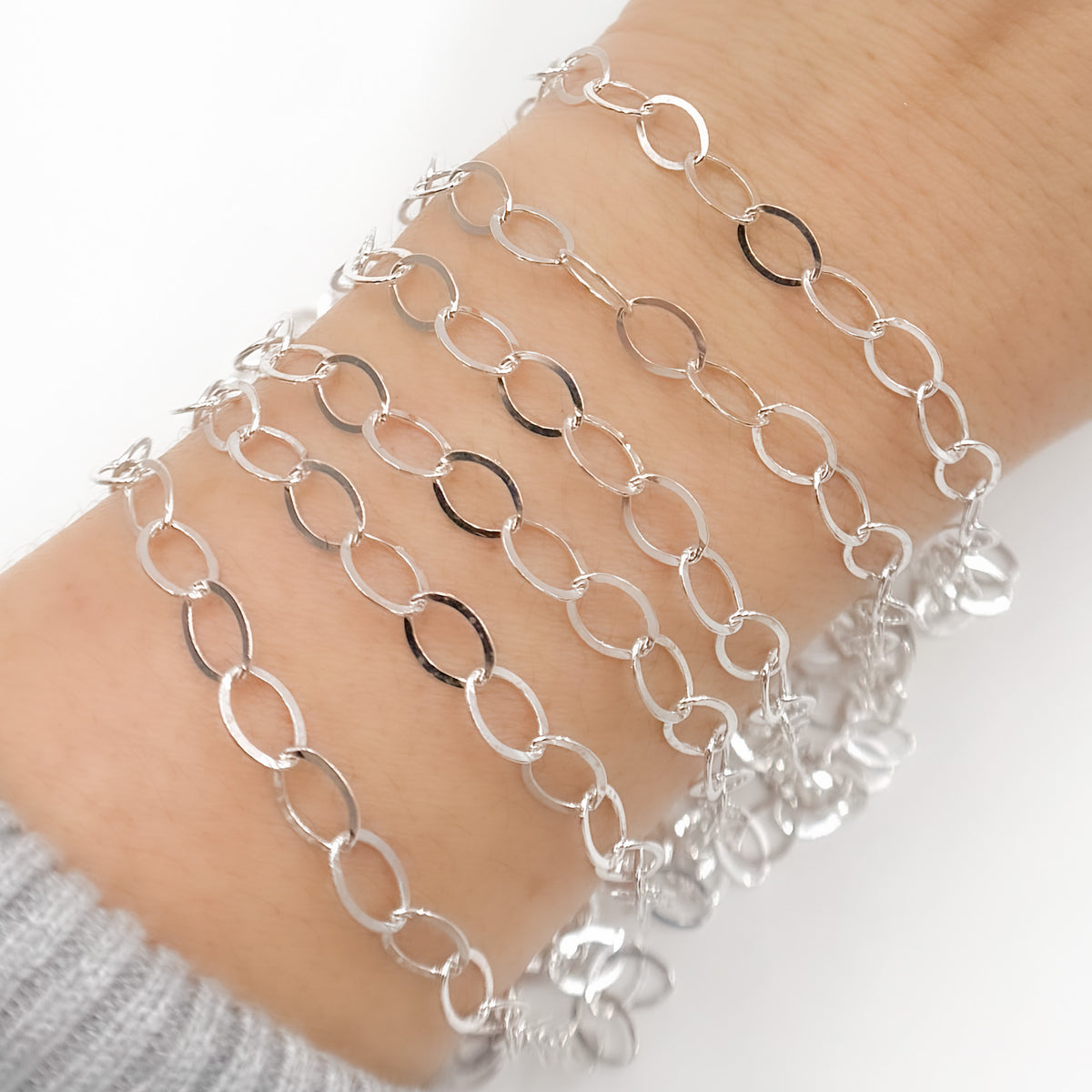 Sterling Silver Flat Oval Cable Chain