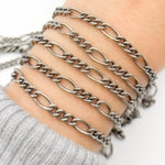 Load image into Gallery viewer, Oxidized Sterling Silver Smooth Figaro Chain