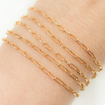 Load image into Gallery viewer, 925 Sterling Silver Gold Plated Smooth & White Silver Side Paperclip Chain.
