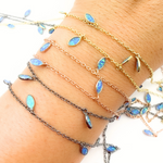 Load image into Gallery viewer, Created Blue Opal Marquise Shape Dangle Chain