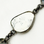 Load image into Gallery viewer, Dendrite Opal Organic Shape Bezel Oxidized Silver Wire Chain.