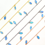 Load image into Gallery viewer, Created Blue Opal Marquise Shape Dangle Chain