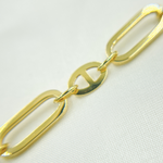 Load image into Gallery viewer, 14k Solid Yellow Hollow Gold Flat Oval Link & Flat Marina Link Bracelet