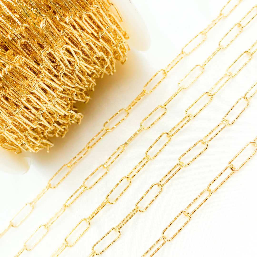 Gold Plated 925 Sterling Silver Diamond Cut Paperclip Chain.