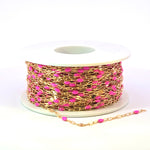 Load image into Gallery viewer, V295PKGF. 14K Gold Filled Pink Color Enamel with Paperclip and Diamond Cut Marina Links