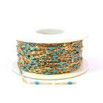 Load image into Gallery viewer, V295TURGF. 14K Gold Filled Turquoise Color Enamel with Paperclip and Diamond Cut Marina Links