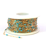 Load image into Gallery viewer, V295TURGF. 14K Gold Filled Turquoise Color Enamel with Paperclip and Diamond Cut Marina Links