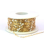 Load image into Gallery viewer, V295WTGF. 14K Gold Filled White Color Enamel with Paperclip and Diamond Cut Marina Links
