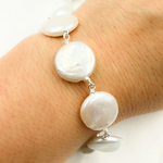 Load image into Gallery viewer, Coin Shape Freshwater Pearl Wire Wrap Chain