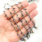 Load image into Gallery viewer, Multi Color CZ Cluster Dangle Oxidized Wire Chain.