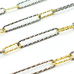 Load image into Gallery viewer, 925 Sterling Silver Two Tone Diamond Cut Paperclip Chain.
