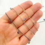 Load image into Gallery viewer, Multi Color Cubic Zirconia 3mm Round Shape Dangle Chain