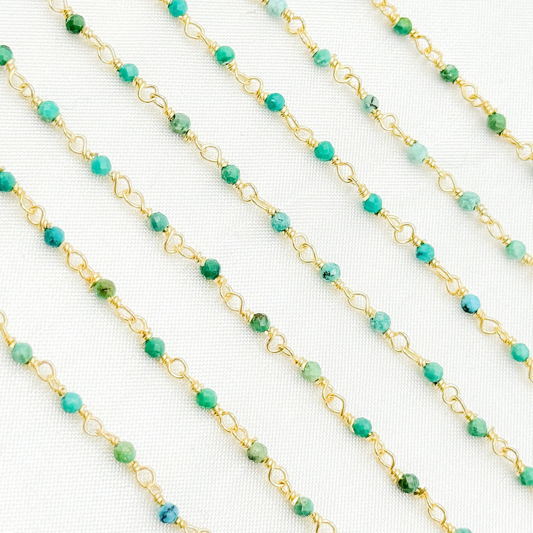 Turquoise Gold Plated 925 Sterling Silver Wire Chain