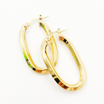 Load image into Gallery viewer, 15850021777. 14K Solid Gold Fancy Rectangle Hollow Hoop Earrings