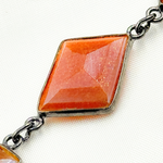 Load image into Gallery viewer, Coated Peach Moonstone Mix Shape Bezel Oxidized Wire Chain.