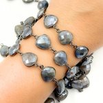 Load image into Gallery viewer, Coated Labradorite Triangle Shape Bezel Oxidized Wire Chain