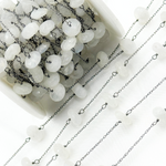 Load image into Gallery viewer, White Moonstone Oxidized Connected Wire Chain.