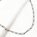 Load image into Gallery viewer, Oxidized Sterling Silver Smooth Paperclip Necklace