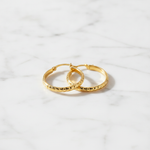 Load image into Gallery viewer, GER59. 14K Gold Diamond Cut Hollow Hoop Earrings