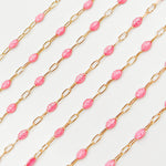Load image into Gallery viewer, Gold Filled Pink Color Opal Enamel Cable Chain