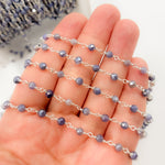 Load image into Gallery viewer, Coated Blue Quartz Sterling Silver Wire Wrap Chain