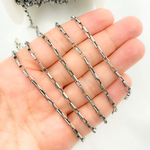 Load image into Gallery viewer, Oxidized Sterling Silver Diamond Cut Box Link Chain