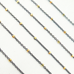 Load image into Gallery viewer, Oxidized 925 Sterling Silver Satellite Gold Plated Cube Chain
