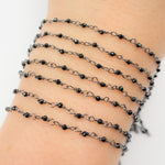 Load image into Gallery viewer, Black Spinel Oxidized Wire Wrap Chain