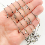 Load image into Gallery viewer, Multi Tourmaline & CZ Dangle Oxidized Wire Chain