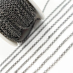 Load image into Gallery viewer, Black Rhodium Sterling Silver Rolo Link Chain