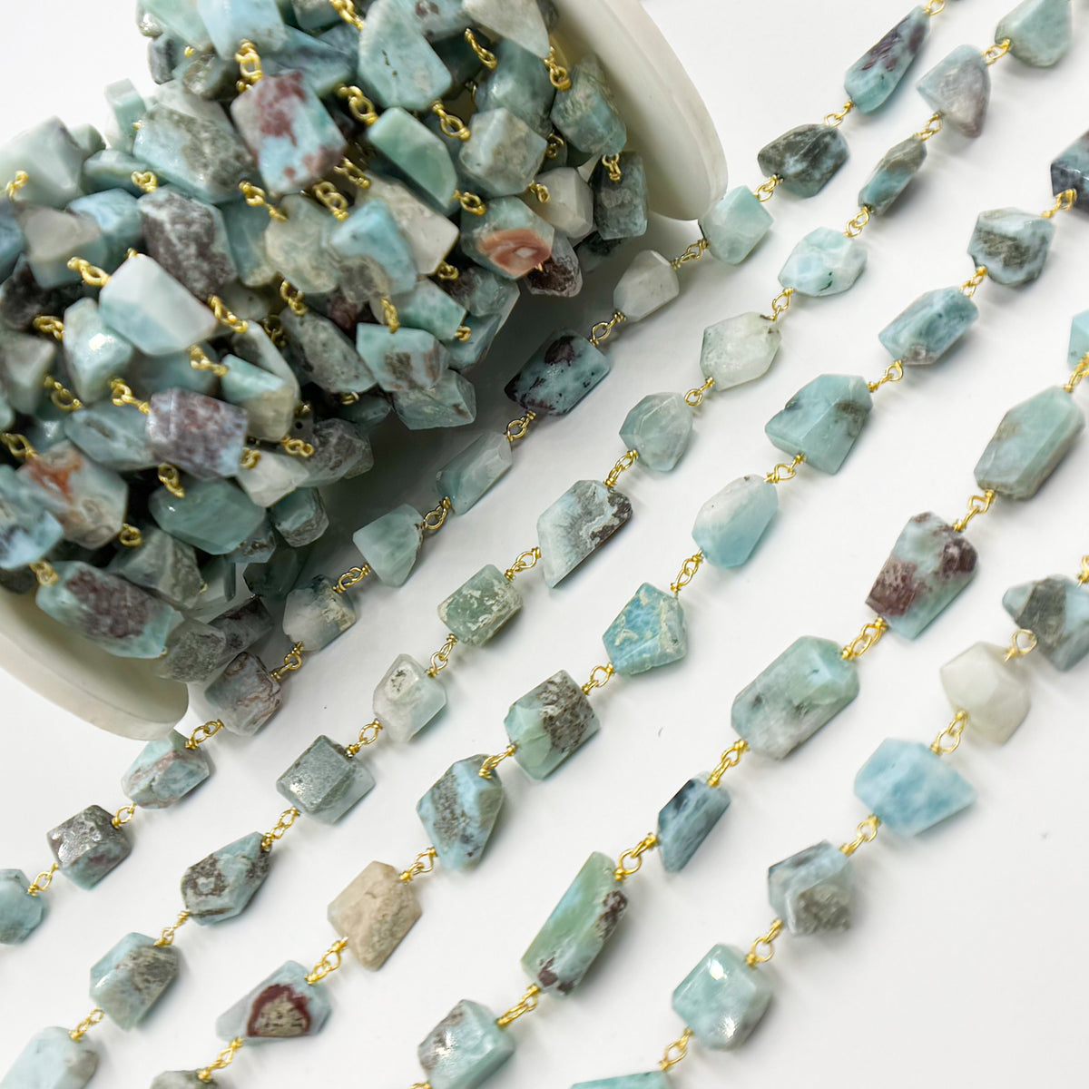 Gold Plated Sterling Silver Turquoise Organic Shape Wire Chain