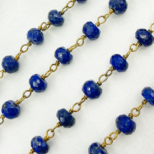 Lapis Lazuli Gold Plated Wire Chain.
