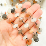 Load image into Gallery viewer, Multi Moonstone Oxidized Wire Chain