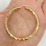 Load image into Gallery viewer, GER54. 14K Solid Gold Twist Round Hollow Hoop Earrings