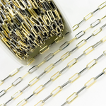 Load image into Gallery viewer, Two Tone Gold Plated & Black Rhodium Flat Paperclip Chain