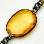 Load image into Gallery viewer, Hydro Quartz Citrine Organic Shape Bezel Oxidized Wire Chain.