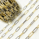 Load image into Gallery viewer, Black Rhodium & Gold Plated 925 Sterling Silver Diamond Cut Paperclip Chain